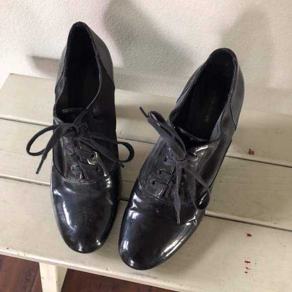 H&M Divided Oxford Heels Lace-up Black Patent - Picture 2 of 8
